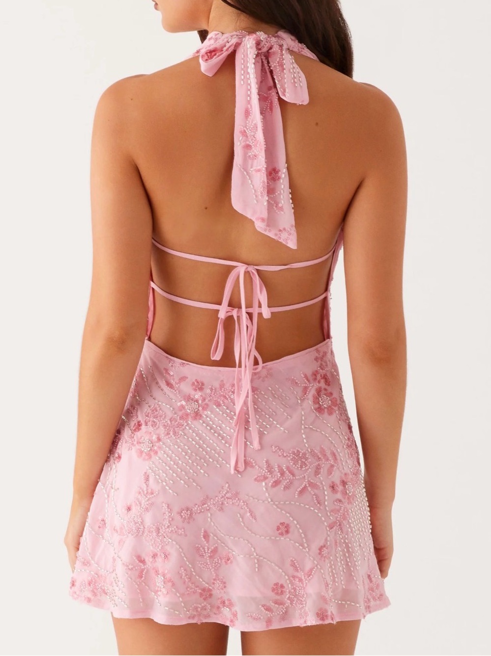Peppermayo pink beaded halter mini dress - Picture 4 of 6
